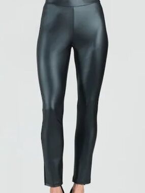 CLARA SUNWOO Black Cropped Faux Leather Leggings